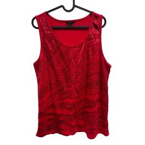 Georgi Red Sequin Tank Top Sleeveless Sparkle Plus‎ Size 1X 16W